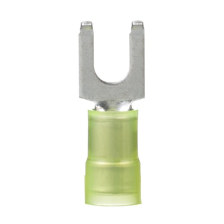 Panduit Fork Terminal, #10 Stud Size, 10 AWG, 600 V, Nylon Insulated, Yellow, 500 PK PN10-10FF-D